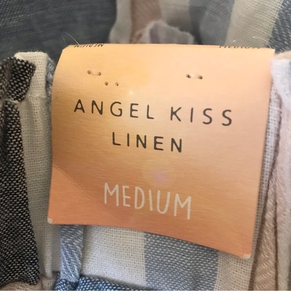 Angel Kiss Linen Blend Paper-Bag Waist Stripe Shorts NEW - Picture 5 of 7